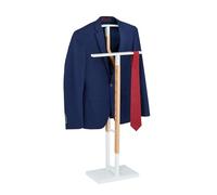 Relaxdays Valet Stand, for Shirts and Pants, No Wrinkles, MDF & Steel, Hanger, HWD: 106.5 x 47 x 20 cm, Natural/White
