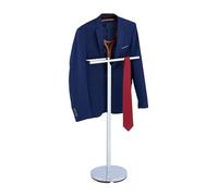 Relaxdays Valet Stand, for Shirts & Pants, No Wrinkles, MDF & Steel, Clothes Hanger, HWD: 120 x 45 x 28 cm, Silver/Brown