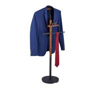 Relaxdays Valet Stand, for Shirts & Pants, with Shelf, MDF & Steel, Clothes Hanger, HWD: 116 x 47 x 28 cm, Black/Brown