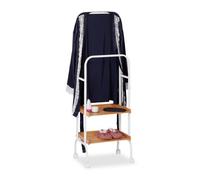 Valet Stand Towel Stand On Wheels Coat Rail 2 Shelves Bathroom Bedroom