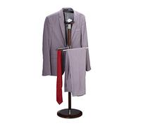 Relaxdays Valet Stand with Shelf, Suit Hanger, Trouser Bar, Wood Chrome Mix, HxWxD: 121 x 46 x 30 cm, Brown