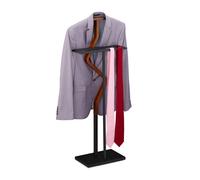 Relaxdays Valet Stand, Suit Holder, Clother Butler, Wardrobe Hanger, Wood, Metal, HxWxD 106.5x45.5x20 cm, Brown/Black, Steel, 106.5 x 45.5 x 20 cm