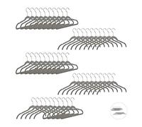 Relaxdays Velvet Clothes Hangers, Compact Storage, Non-Slip Velour Cover, 360° Swivel Hook, Suit, Pants, Set of 50, Grey, Pack of 50