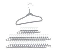 Relaxdays Velvet Coat, Set of 50, Non-Slip Clothes Hangers, Boys & Girls, Wardrobe Organiser, Grey, 18 x 28 x 0.5 cm