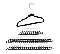 Relaxdays Velvet Coat Hangers, Set of 50, Non-Slip Clothes Hangers, Boys & Girls, Wardrobe Organiser, Black