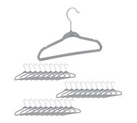 Relaxdays Velvet Coat, Set of 30, Non-Slip Clothes Hangers, Boys & Girls, Wardrobe Organiser, Grey, 18 x 28 x .5 cm