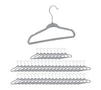 Relaxdays Velvet Coat, Set of 50, Non-Slip Clothes Hangers, Boys & Girls, Wardrobe Organiser, Grey, 18 x 28 x 0.5 cm