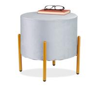 Relaxdays Velvet Pouf with 4 Metal Legs