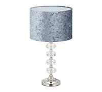 Relaxdays, Velvet Shade, Crystal Base, E14 Socket, Living Room & Bedroom, Table Lamp, H x D: 48 x 26 cm, Grey, Gray
