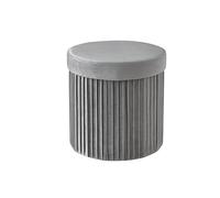 Relaxdays Velvet Stool, Storage Ottoman, Padded, Foldable, HxD: 38 x 38 cm, Round Side Stool, Light Grey