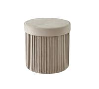 Relaxdays Velvet Stool, Storage Pouffe, Upholstered, Foldable, HxD: 38 x 38 cm, Round Ottoman, Beige