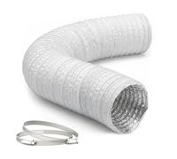 Relaxdays ventilation hose, 2 clamps, Ø 75 mm, 5 m, PVC, aluminium, gas-tight, heat-resistant, white
