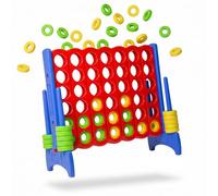 Relaxdays Vier Gewinnt XXL, Outdoor, Children & Adults, HBT: 110 x 120 x 55 cm, Four in One Row, Plastic, Red/Blue