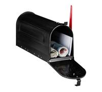Relaxdays US Mailbox, Vintage, American Letterbox Post, Large, HxWxD: 25x19x52.5 cm, Red Flag, Steel, Black, 1 Item