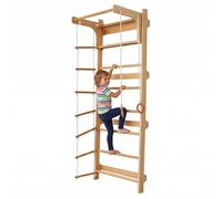 Relaxdays Wall Bars, Kids, Pull-up Bar, Climbing Rings, Natural