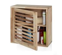 Relaxdays Wall Cabinet, 2 Levels, Door with Magnetic Lock, Narrow Wooden Storage, Bathroom, Kitchen, 42x42x18cm, Natural