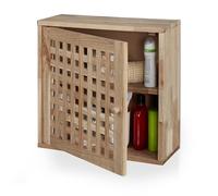 Relaxdays Wall Cabinet, 2 Levels, Door with Magnetic Lock, Narrow Wooden Storage, Bathroom, Kitchen, 42x42x18cm, Natural, Wood