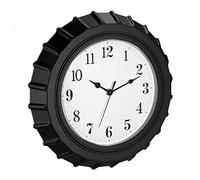 Relaxdays Wall Clock, Btottle Cap, Battery Powered, Kitchen, Analogue, 3 Hands, Design, Diameter 33cm, White/Black