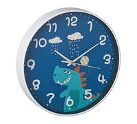 Relaxdays Wall Clock, Childrens Room, Battery Powered, Dinosaur, Design, Second Hand, Numbers, Playroom, Ø 29,5 cm, Blue