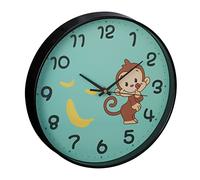Relaxdays Wall Clock, Childrens Room, Battery Powered, Monkey, Design, Second Hand, Numbers, Playroom, Ø 29,5 cm, Blue, 29.5 x 4.5 cm