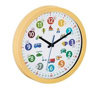 Relaxdays Wall Clock for Children, Ø 30 cm, with Vehicle Motif, Learn The Time, Kids Room, for Boys & Girls, Colourful