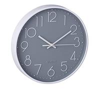 Relaxdays Wall Clock, Modern, Battery Powered, Kitchen, Office, Grey/White | Analog, Second Hand, Numerals, Diameter 30cm