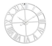Relaxdays wall clock, Roman numerals, Ø 60 cm, battery-powered wall clock, analogue kitchen clock, iron, white