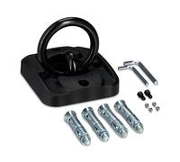 Relaxdays wall & floor anchor, theft protection for bikes, motorcycles, 14 mm shackle, steel, plastic, black anchor