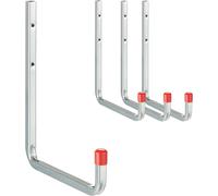 Relaxdays Wall Hooks, 4-Piece Set, U-Shaped Tool Holders for Garage, Rubberised