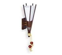 Relaxdays Wall Lamp Torch Birch Wood Frosted Glass Material Mixture Wall Light African Style