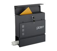 Relaxdays wall mailbox with newspaper slot, HxWxD: 37 x 37 x 12 cm, iron, 4 keys, postbox with design, anthracite