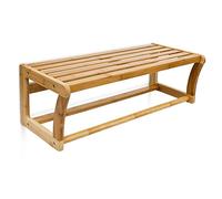 Relaxdays Wall-Mount Bamboo Shelf, 60 X 26 X 20 cm, Bathroom Towel Rack, Natural Brown