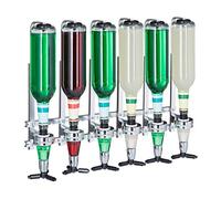 Relaxdays Wall Mount Bar Butler, 6-Bottle Dispenser Rack, Pro Shot Pourer, 3 ar Accessory, HWD: 53x36x11 cm, Silver