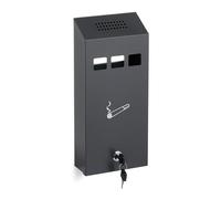 Relaxdays Wall-Mounted Ashtray for Outside, Weatherproof, Lockable, with Mounting Material, 32.5 x 15 x 6 cm, Anthracite