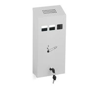 Relaxdays Wall-Mounted Ashtray for Outside, Weatherproof, Lockable, with Mounting Material, HWD: 32.5 x 15 x 6 cm, White