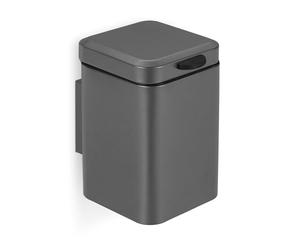 Relaxdays Wall Mounted Bathroom Bin, 3 L, Drop-down Mechanism, Grey | Removable Inner Bucket, Cosmetic Waste Can, Steel