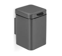 Relaxdays Wall Mounted Bathroom Bin, 3 L, Drop-Down Mechanism, Removable Inner Bucket, Cosmetic Waste Can, Steel, Grey, 24 x 16 x 22 cm