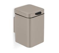 Relaxdays Wall Mounted Bathroom Bin, 3 L, Drop-Down Mechanism, Removable Inner Bucket, Cosmetic Waste Can, Steel, Beige, 24 x 16 x 22 cm