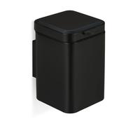 Relaxdays Wall Mounted Bathroom Bin, 3 L, Drop-Down Mechanism, Removable Inner Bucket, Cosmetic Waste Can, Steel, Black, 24 x 16 x 22 cm