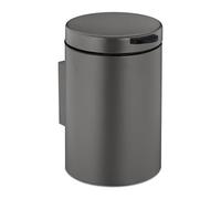 Relaxdays Wall Mounted Bathroom Bin, 3 Litres, Drop-down Mechanism, Removable Inner Bucket, Cosmetic Waste Can, Grey