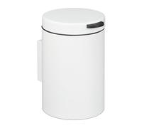Relaxdays Wall Mounted Bathroom Bin, 3 Litres, Drop-down Mechanism, Removable Inner Bucket, Cosmetic Waste Can, White, Steel, 25 x 17 x 23 cm
