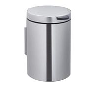 Relaxdays Wall-mounted Bathroom Bin, 3 Litres, Round, with Soft-close Mechanism, HWD: 25 x 17 x 22 cm, Silver