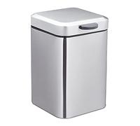 Relaxdays Wall-mounted Bathroom Bin, 3 Litres, Square, with Soft-close Mechanism, HWD: 24.5 x 16 x 23 cm, Silver, Steel, Plastic