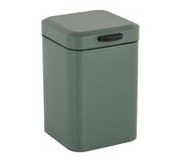 Relaxdays Wall Mounted Bathroom Bin, 3L, Drop-Down Mechanism, Inner Bucket, Steel, Dark Green, 24x16x22cm