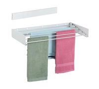 Relaxdays Wall-Mounted Clothes Airer, HWD: 15x80x40 cm, Folding, Laundry Rack, Indoor & Outdoor, Space-Saving, White