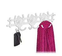 Relaxdays Wall-Mounted Coat Rack, Horses Design, Cast Iron, 6 Hooks, Unusual Look, Key Hanger, 11 x 36.5 x 3.5 cm, White