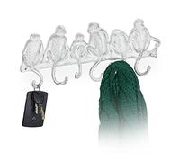 Relaxdays Wall-Mounted Coat Rack, Monkey Design, Cast Iron, 6 Hooks, Antique Look, Key Hanger, 14.5 x 36.5 x 4 cm, White