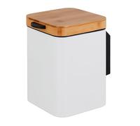 Relaxdays Wall-mounted cosmetic bin, 3 l, soft-close, white/natural