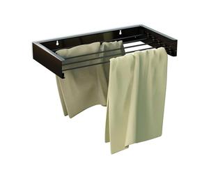 Relaxdays Wall-Mounted Dryer, Foldable, 4.15 m Drying Line, HWD: 11.5 x 85 x 42.5 cm, Space-Saving Airing Rack, Black