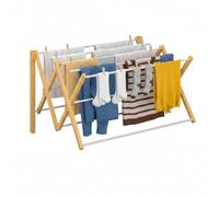 Relaxdays Wall-mounted drying rack, extendable, natural/white